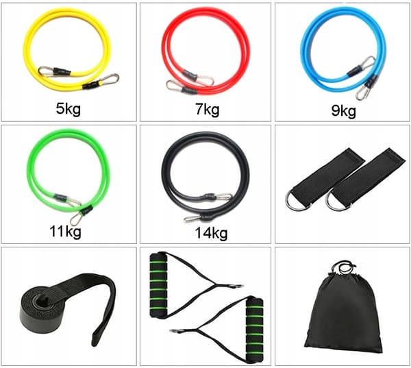 EXPANDER Set med 5 motståndsband för övningar Expander 5-46 kg