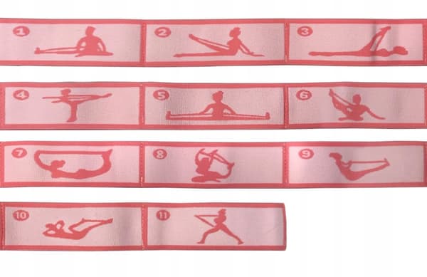 Gymnastikgummi til stræk. Modstandsbånd til yogaøvelser med 11 sektioner.