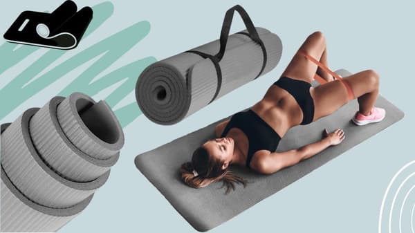 Elastikmateriale til fitnessøvelser + måtte