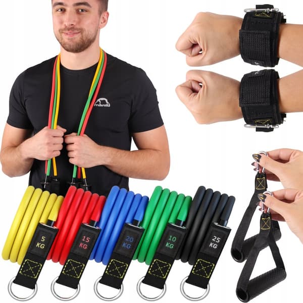 SET MED 5 FITNESSTRÄNINGSMOTSTÅNDSBAND BEKVÄMA FÖRSTÄRKTA ARMOR AV KVALITET