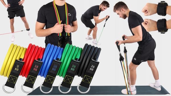 SET MED 5 FITNESSTRÄNINGSMOTSTÅNDSBAND BEKVÄMA FÖRSTÄRKTA ARMOR AV KVALITET