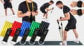 Miniatyrbillede 5 af 9: SÆT MED 5 FITNESSTRÆNINGSMODTSTANDSBANDE KOMFORTABLE FORSTÆRKEDE STROPPER KVALITET