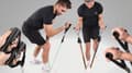 Miniatyrbillede 8 af 9: SÆT MED 5 FITNESSTRÆNINGSMODTSTANDSBANDE KOMFORTABLE FORSTÆRKEDE STROPPER KVALITET