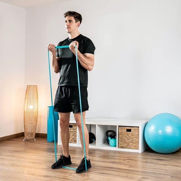 Set med 4 elastiska band - DrumFit - Motstånd 15-60 kg - Latex - Transportväska