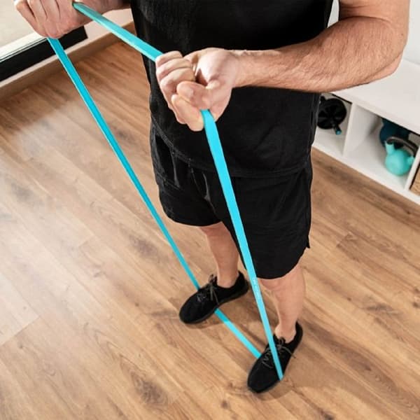 Set med 4 elastiska band - DrumFit - Motstånd 15-60 kg - Latex - Transportväska
