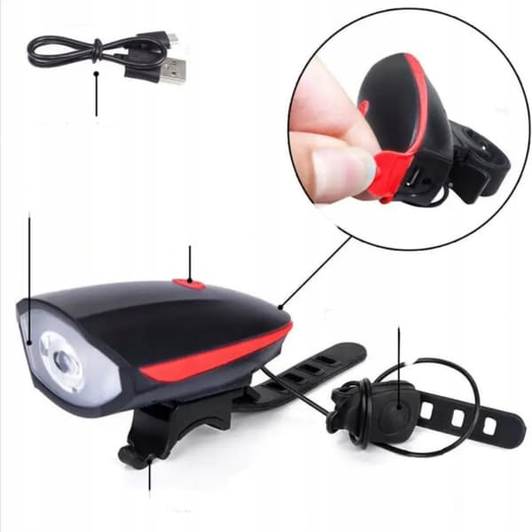 LED CYKELAMPA FRAM USB-HORN