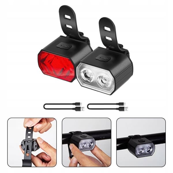 LED CYKEL LJUS USB FRONT BAK CYKEL KIT