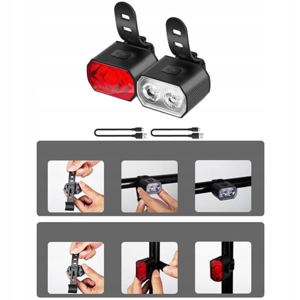 LED CYKEL LJUS USB FRONT BAK CYKEL KIT