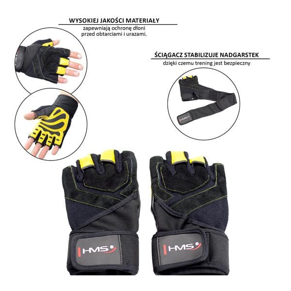 RST01 MUSTA/KELTAINEN KOKO XL GYM GOVES HMS