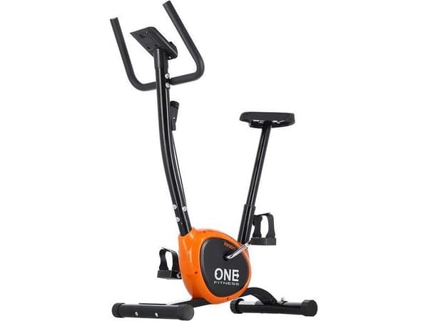 One Fitness RW3011 mekanisk stationär cykel svart och orange