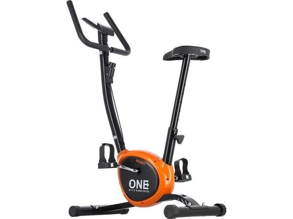 One Fitness RW3011 mekanisk stationär cykel svart och orange