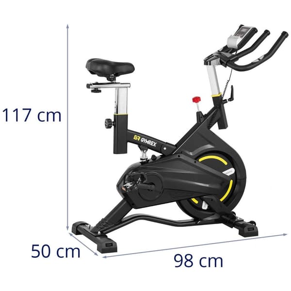 Gymrex Motionscykel - Svänghjul 13 kg - Upp till 100 kg - LCD - Med stötdämpning