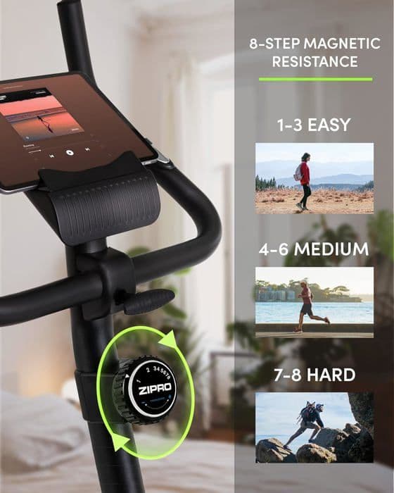 Magnetisk fitnesscykel - ZIPRO Boost - justerbart motstånd - smartphonehållare