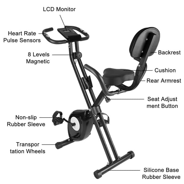 Motionscyklar Fitness Bike Trainer LCD Display Pulssensor