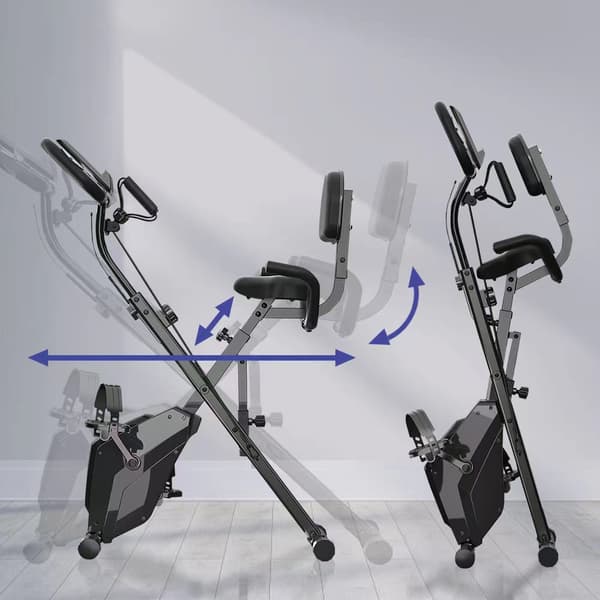 3 I 1 foldet træningscykel, magnetisk x-cykel liggende fitnesscykel med 8-niveau justerbar modstand til træning i gymnastiksalen