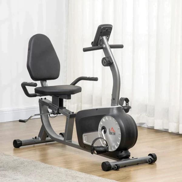 Rootz Bike Trainer - Kuntopyörä - Kuntopyörä - LCD-näyttö - 8-tasoinen vastus - Teräs - harmaa + musta + hopea - 122-137 x 62 x 103 cm