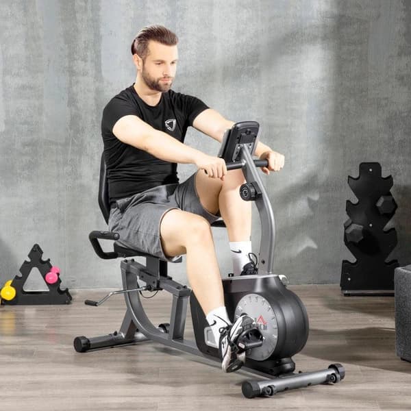 Rootz Bike Trainer - Kuntopyörä - Kuntopyörä - LCD-näyttö - 8-tasoinen vastus - Teräs - harmaa + musta + hopea - 122-137 x 62 x 103 cm