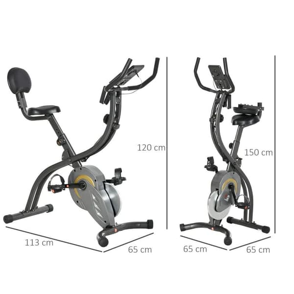 Rootz 2-i-1 cykeltræner - Motionscykel - X-bike - 6 Kg svinghjul - Træningshjul med 16 justerbare magnetiske modstandsniveauer - Sort/Grå - 51 x 97 x