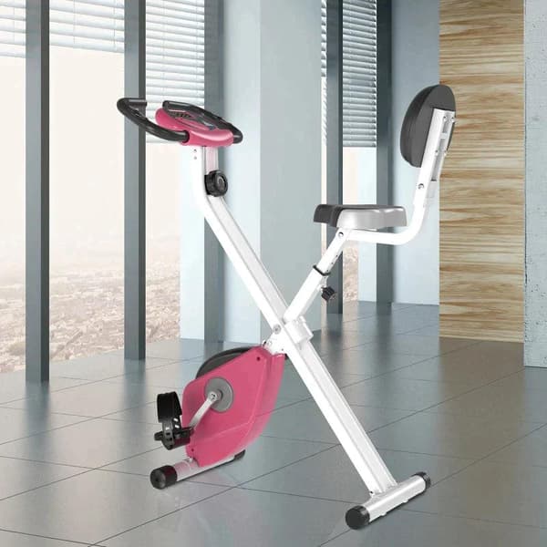 Rootz Motionscykel - F-Bike Cykeltränare - Cykeltränare - F-Bike - Hemmeträningscykel - Rosa/Vit - 43 x 97 x 109 cm