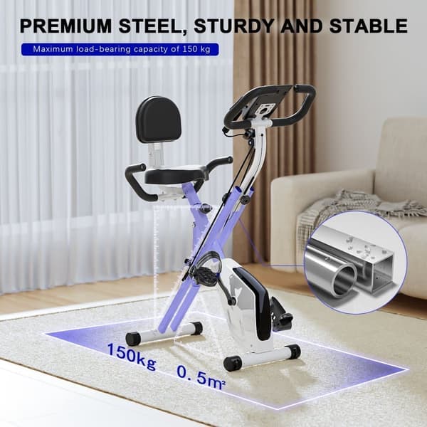 3 I 1 fällbar träningscykel, magnetisk x-cykel liggande fitnesscykel med 8-nivå justerbart motstånd för träning i hemmet