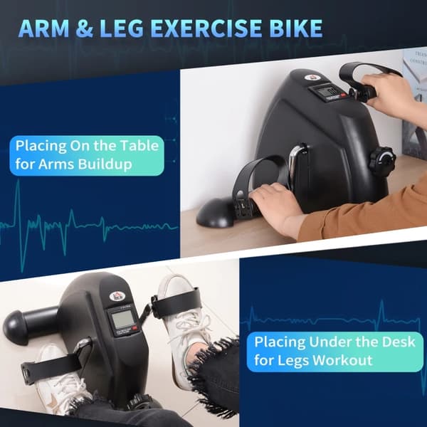 Rootz Mini Exercise Bike - Leg Trainer - Exercise Bike - Mini Bike Pedal Trainer - Mini Training Bike - Bicycle Device - Portable Pedal Exerciser - Bl