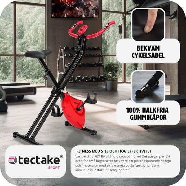 Motionscykel FitX-Bike, hopfällbar med träningsdator - 113 x 41 x 81 cm