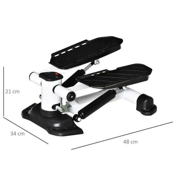 Rootz Mini Stepper - Mini Bike - Fitness motionscykel - LCD skærm med to store pedaler - Metal - ABS - Hvid/Sort - 48 x 34 x 21 cm