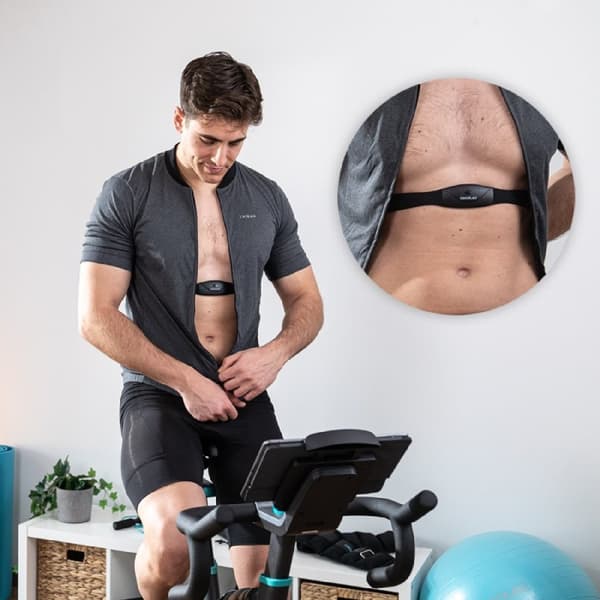 Cecotec Indoor bike with combined resistance: air and magnetic. APP. Device and bottle holder. Chest strap heart rate monitor. LCD touch display. Spo