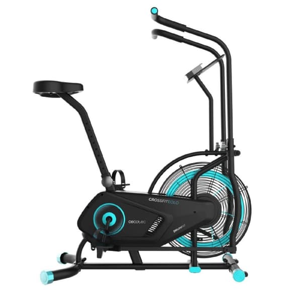 Cecotec Air resistance bike. Air Bike. Vertically adjustable saddle. LCD display. Device holder. Toe clips Cushioned handlebar.