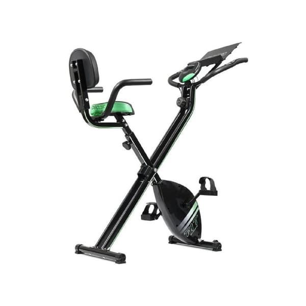 Cecotec Foldable stationary bicycle with back rest, side supports and tablet holder.