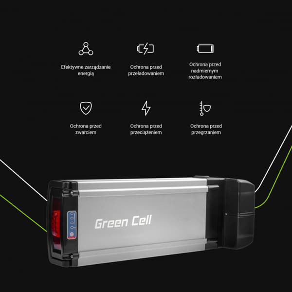 Green Cell - E-Bike batteri med laddare 36V 12Ah 432Wh Li-Ion RCA
