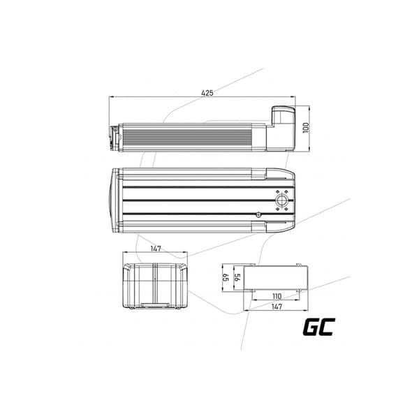 Green Cell - E-Bike batteri med laddare 36V 12Ah 432Wh Li-Ion RCA