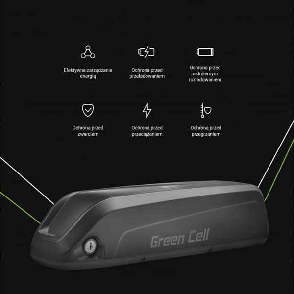 Green Cell - Sähköpyörän akku laturilla 36V 13Ah 468Wh Li-Ion 5,5x2,1mm