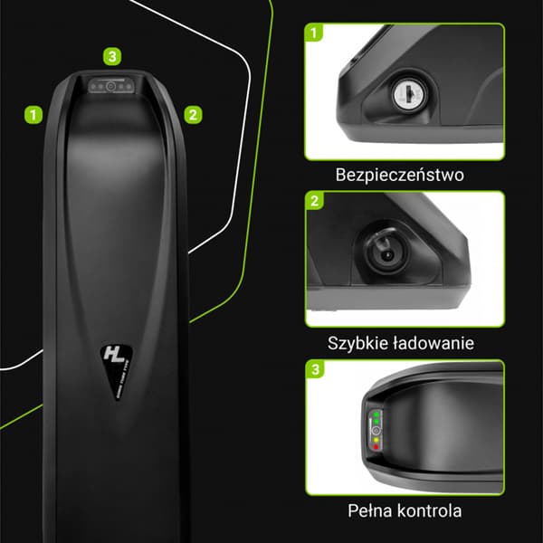 Green Cell - Sähköpyörän akku laturilla 36V 13Ah 468Wh Li-Ion 5,5x2,1mm