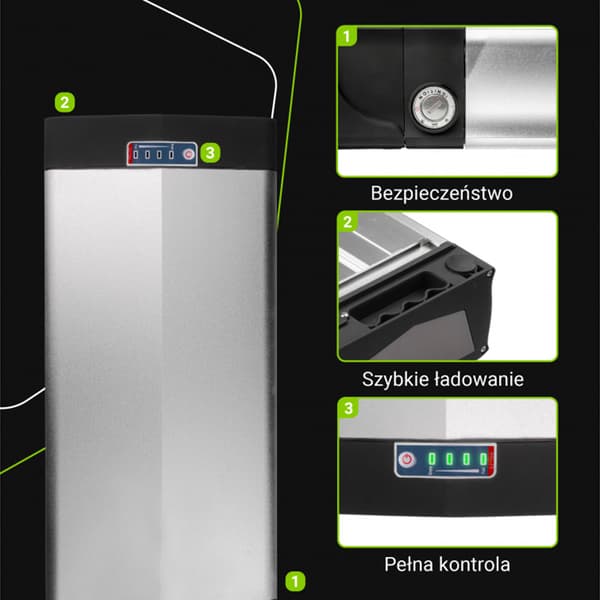 Green Cell - Sähköpyörän akku laturilla 48V 20Ah 960Wh Li-Ion RCA