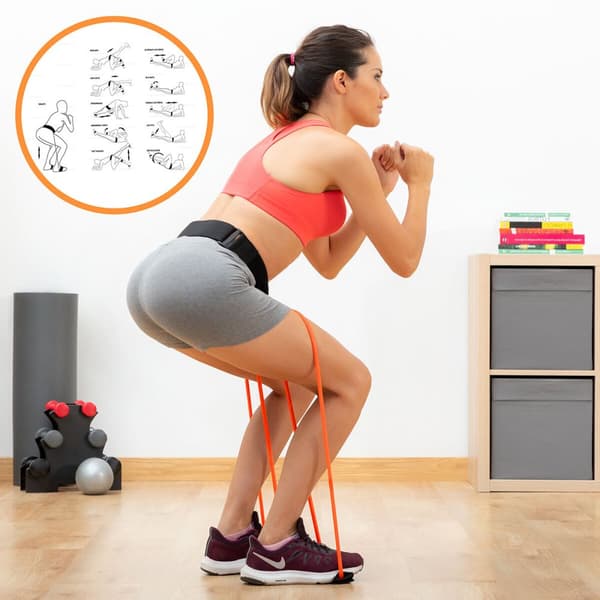 Vyö vastuskuminauhoilla pakaroille ja harjoitusohjeet Bootrainer InnovaGoods