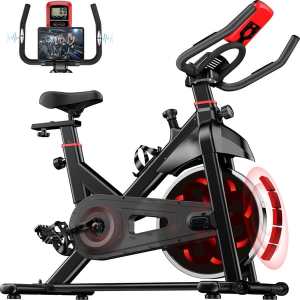 Motionscykel med 10 modstandsniveauer, tungt svinghjul og opgraderet LCD-skærm, stationær cykel med magnetisk modstand til hjemmet X3