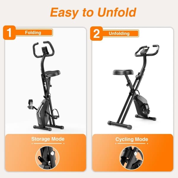 Sammenklappelig Motionscykel med Magnetisk Modstand og LCD-display