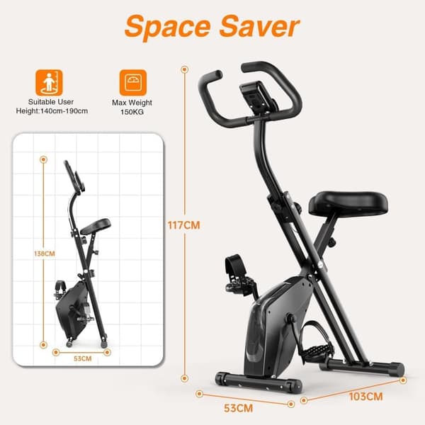 Sammenklappelig Motionscykel med Magnetisk Modstand og LCD-display