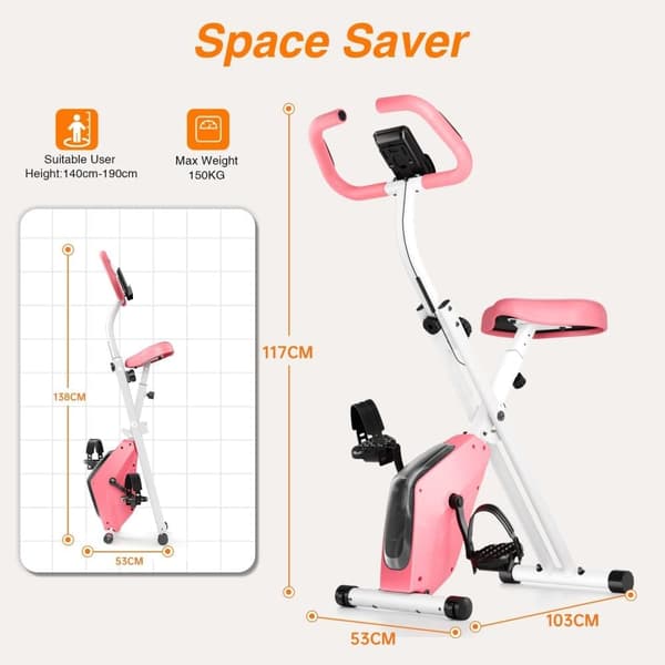 Hopfällbar Motionscykel med Magnetiskt Motstånd och LCD-display
