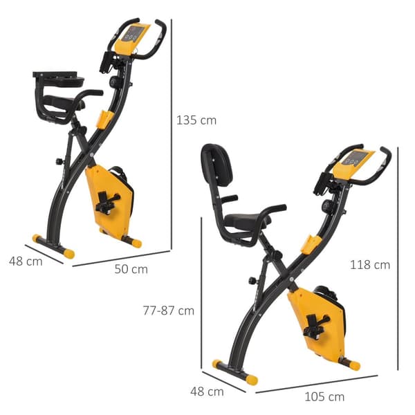 Rootz Foldbar øvelsescykel - Stationær cykel - Fitnesscyklus - 8 niveauer Magnetisk modstand - 105 cm x 48 cm x 118 cm - Stål - Gulgrå