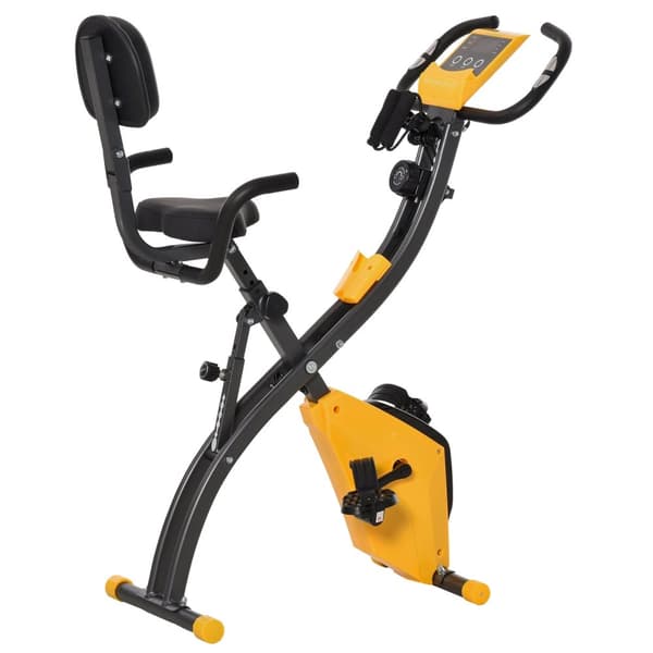 Rootz Foldbar øvelsescykel - Stationær cykel - Fitnesscyklus - 8 niveauer Magnetisk modstand - 105 cm x 48 cm x 118 cm - Stål - Gulgrå