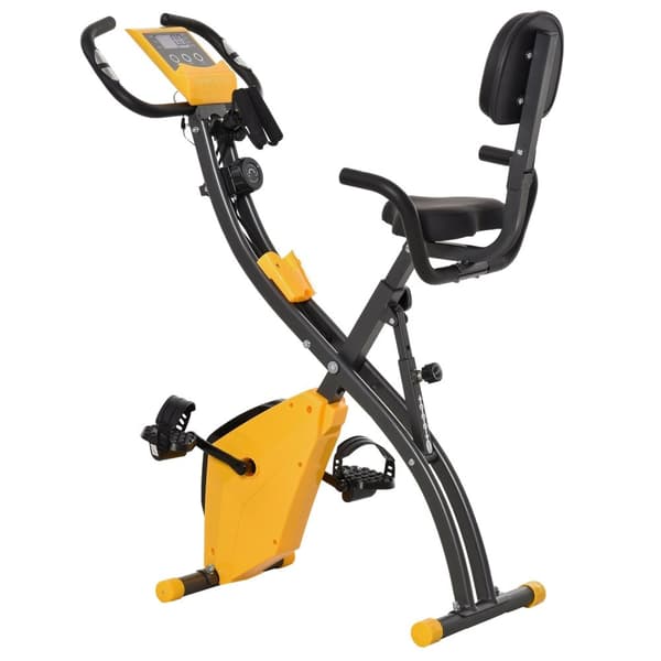 Rootz Foldbar øvelsescykel - Stationær cykel - Fitnesscyklus - 8 niveauer Magnetisk modstand - 105 cm x 48 cm x 118 cm - Stål - Gulgrå
