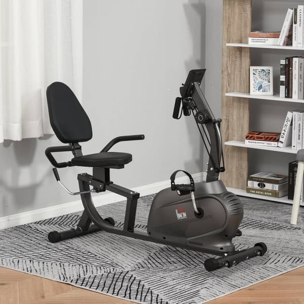 ROOTZ RECLINING ØVNINGSBID - Hjemtræner - Fitnesscykel - LCD -display - Justerbar sæde og modstand - 121-142L x 62W x 101H cm
