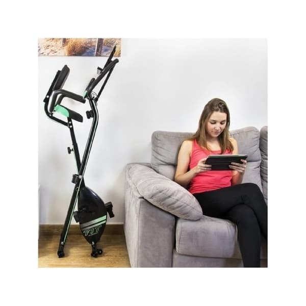 Cecotec Magnetic Folding Static Bike X-Bike Pro. Pulsometer, LCD-skärm, Variabelt motstånd (8 nivåer), Pedaler med plugg