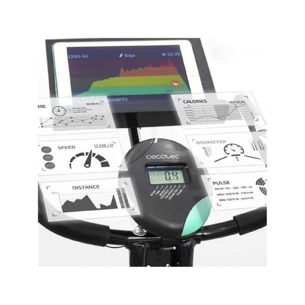 Cecotec Magnetic Folding Static Bike X-Bike Pro. Pulsometer, LCD-skärm, Variabelt motstånd (8 nivåer), Pedaler med plugg