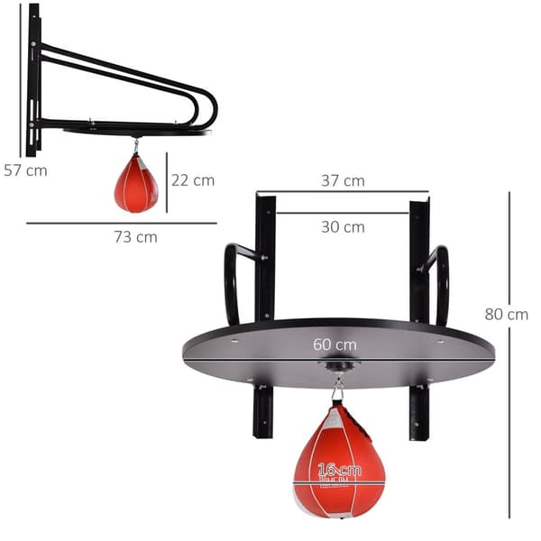 Rootz -lävistyspallo Speedball - Nyrkkeily - Kickboxing - Kestävyys Booster - 60 cm x 73cm x 80 cm - Korkeus säädettävä - Teräs- ja synteettinen pinno