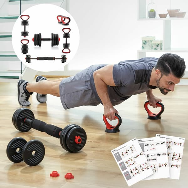 KÄYTETTY 6-in-1 säädettävä painosetti harjoitusoppaalla Sixfit InnovaGoods (Kunnostetut Tuotteet A)