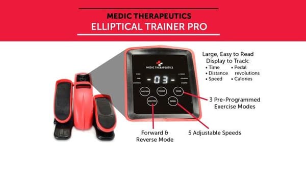 Medic therapeutics elliptisk tränare - MT-ELIPTPRO-001-BLK - Eliptical Trainer Pro med fjärrkontroll