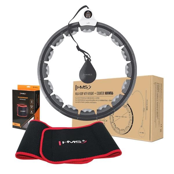 HULA HOPPE SÆT HHW06 SORT MED GRAVITY BALL OG HMS COUNTER + BR163 RØDT BÆLTE
